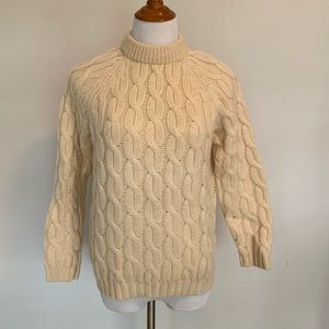 Vintage Cable Knit Cream Wool Sweater Sz M 40